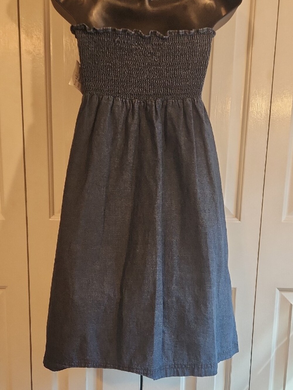 Womens Strapless Denim Blue Sundress with Button Detail - Size Medium - Picture 3 of 5